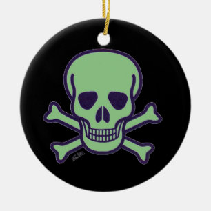 Roter Schädelschwarz Rundschmuck 2 Seite der Keram Keramik Ornament