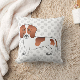 Roter Scheck Kurzhaar Dachshund Cartoon Hund & Pfo Kissen