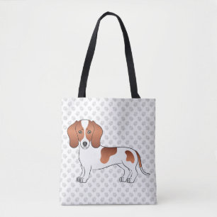 Roter Scheck Kurzhaar Dachshund Cartoon Hund & Pfo Tasche