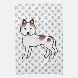 Roter Schecke Sibirischer Husky Süßer Cartoon-Hund Geschirrtuch