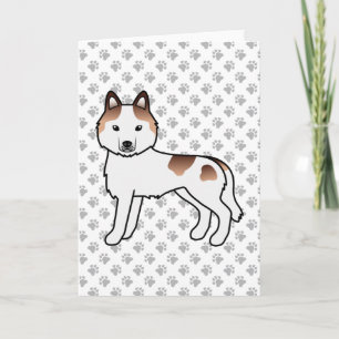 Roter Schecke Sibirischer Husky Süßer Cartoon-Hund Karte