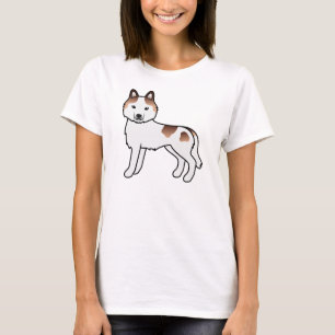 Roter Schecke Sibirischer Husky Süßer Cartoon-Hund T-Shirt