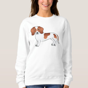Roter Schecken Glatthaar-Dachshund Süßer Cartoon-H Sweatshirt