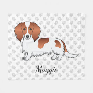 Roter Schecken Langhaar Dachshund Cartoon Hund & N Fleecedecke
