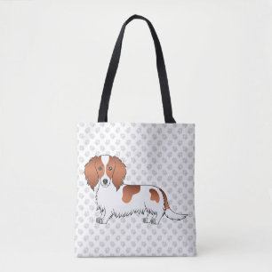 Roter Schecken Langhaar-Dachshund Cartoon-Hund & P Tasche