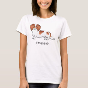 Roter Schecken Langhaar Dachshund Cartoon-Hund & T T-Shirt