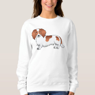 Roter Schecken Langhaar Dachshund Süßer Cartoon-Hu Sweatshirt