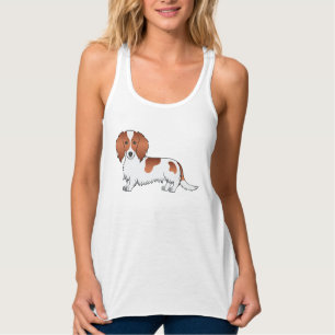 Roter Schecken Langhaar Dachshund Süßer Cartoon-Hu Tank Top