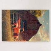 Roter Scheunen-Alter-LKW-Puzzle Puzzle (Horizontal)