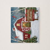Roter Scheunen-Weihnachtsbaumhof Puzzle (Vertikal)