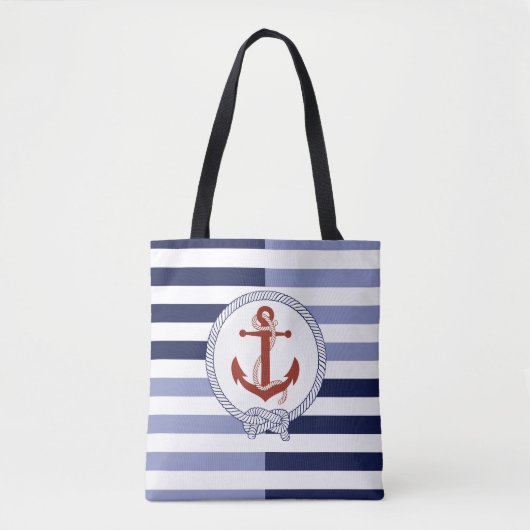 Roter Schiffsanker aus Nautikrost, blauer Streifen Tasche (Vorderseite)