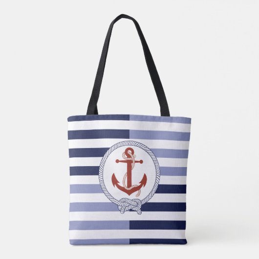 Roter Schiffsanker aus Nautikrost, blauer Streifen Tasche (Rückseite)