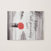 Roter Schirm Liebe Ehepaar Hochzeit Verlobung Nied Puzzle (Horizontal)
