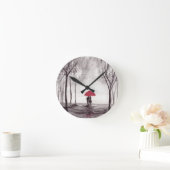 Roter Schirm Liebe Ehepaar rustikal romantisch Vin Runde Wanduhr (Zuhause)