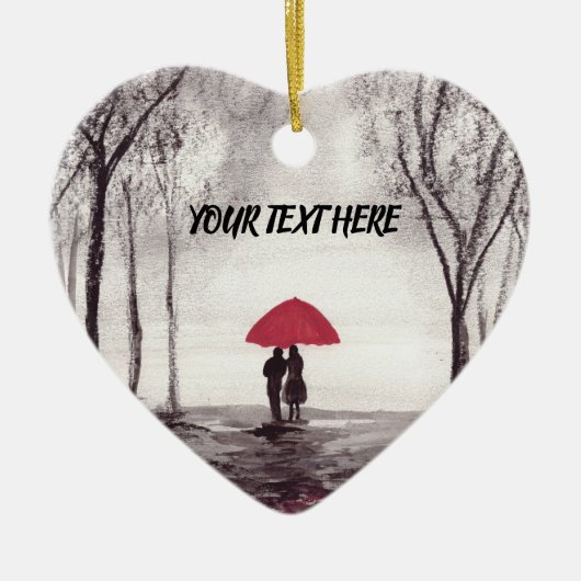 Roter Schirm Liebe Keramik Keramik Ornament (Vorne)