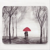 Roter Schirm Liebe Paar rustikal romantisch Mousepad (Vorne)