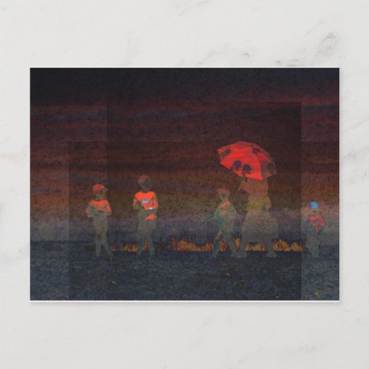 Roter Schirm Postkarte (Vorderseite)