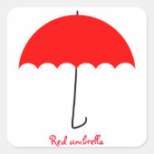 Roter Schirm Quadratischer Aufkleber (Vorderseite)