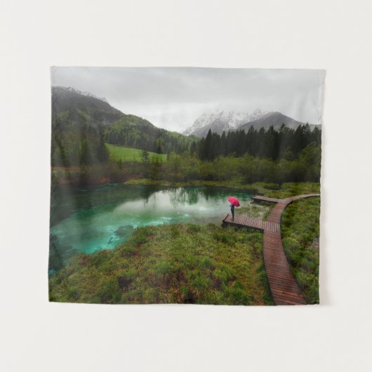 Roter Schirmsee Wandteppich (Vorderseite (Horizontal))