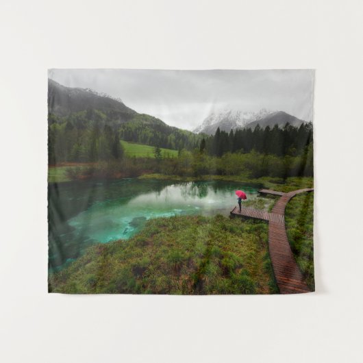 Roter Schirmsee Wandteppich (Vorderseite (Horizontal))