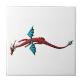 Roter Schlangen-Drache Fliese (Vorderseite)