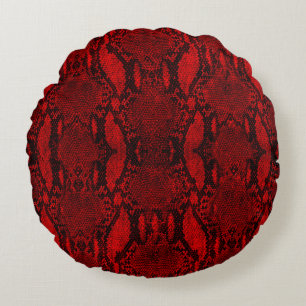 Roter Schlangenhautdruck Rundes Kissen
