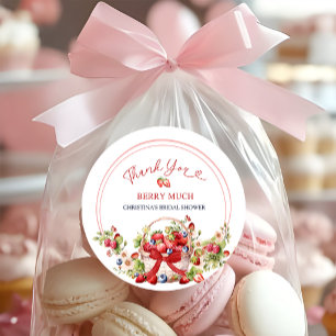 Roter Schleife Coquette Beere in Liebe Dankeschön Runder Aufkleber