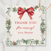 Roter Schleife Frohe kleine Weihnachts-Brautparty Geschenkanhänger (Rückseite)