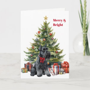Roter Schleife Giant Schnauzer Weihnachtsbaum Kart Feiertagskarte