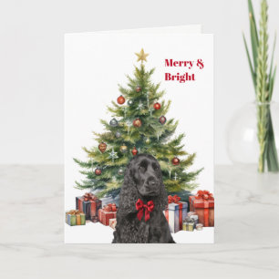 Roter Schleife Schwarzer Cocker Spaniel Hund Weihn Feiertagskarte