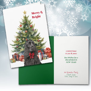 Roter Schleife Schwarzer Cocker Spaniel Hund Weihn Feiertagskarte