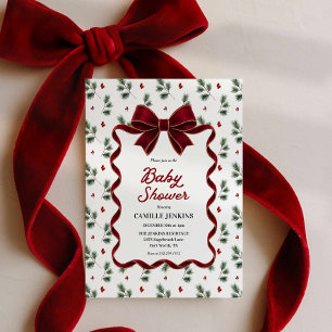 Roter Schleife Weihnachten Alles in Einem Baby Sho Einladung