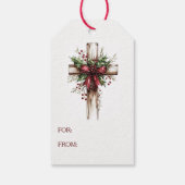 Roter Schleife Weihnachtskreuz Geschenkanhänger (Rückseite)