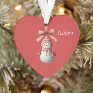 Roter Schleifen Schneemann Weihnachten Ornament