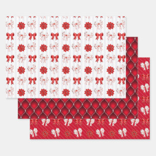 Roter Schleifen- und Geschenkbox-Weihnachts-Pepper Geschenkpapier Set
