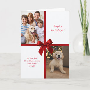 Roter Schleifenbogen verpacktes Geschenk 2 Foto Fa Feiertagskarte