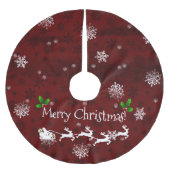 Roter Schlitten und Rentierbaumrock des Weihnachts Polyester Weihnachtsbaumdecke (Vorderseite)