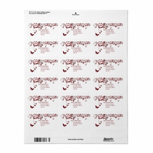 Roter Schmetterling Adressaufkleber (Vorne)