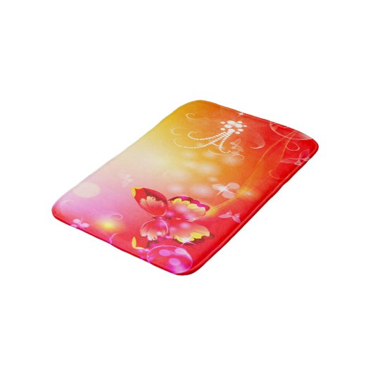 Roter Schmetterling Badematte (Schrägansicht)