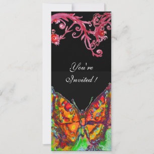 ROTER SCHMETTERLING, BLUMENRANKEN Gold Gelb Schwar Einladung