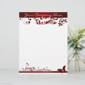 Roter Schmetterling Briefbogen (Stehend Vorderseite)