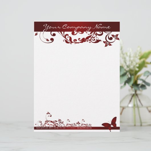 Roter Schmetterling Briefbogen (Stehend Vorderseite)