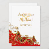 Roter Schmetterling Einladung (Vorne/Hinten)