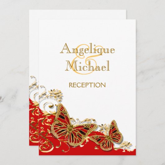 Roter Schmetterling Einladung (Vorne/Hinten)