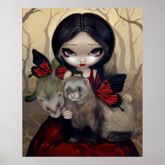 Roter Schmetterling Frettchen Gotische Märchen Kun Poster