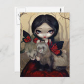 "Roter Schmetterling-Frettchen" Postkarte (Vorne/Hinten)