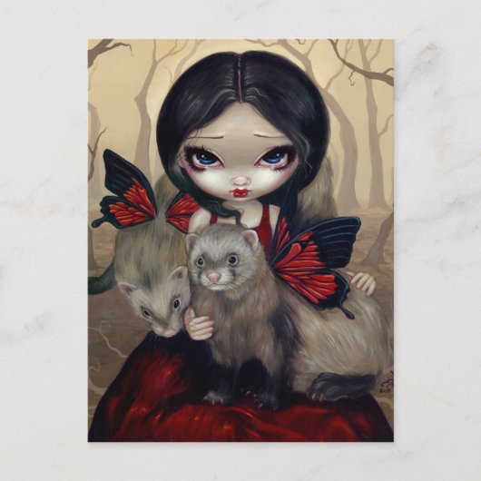 "Roter Schmetterling-Frettchen" Postkarte (Vorderseite)