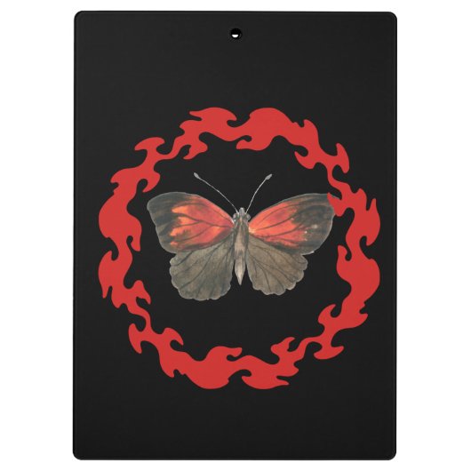 Roter Schmetterling im Kreis des Feuers - Symbol d Klemmbrett (Rückseite)
