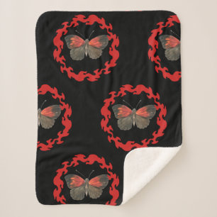 Roter Schmetterling im Kreis des Feuers - Symbol d Sherpadecke