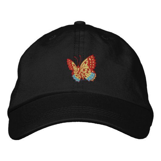 Roter Schmetterling-Kasten Bestickte Kappe (Vorderseite)
